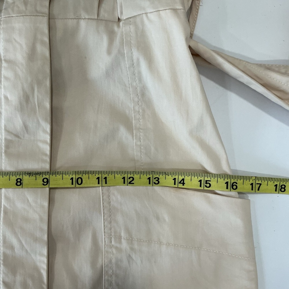 Zara Women Peach Beige Utility Midi Shirt Dress Mock Neck Belted Size XS - Picture 7 of 12